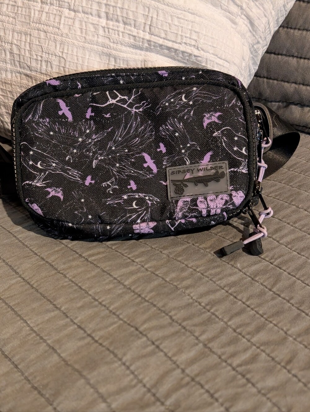 Sipsey Wilder Black & Lavender Travel Crossbody Bag